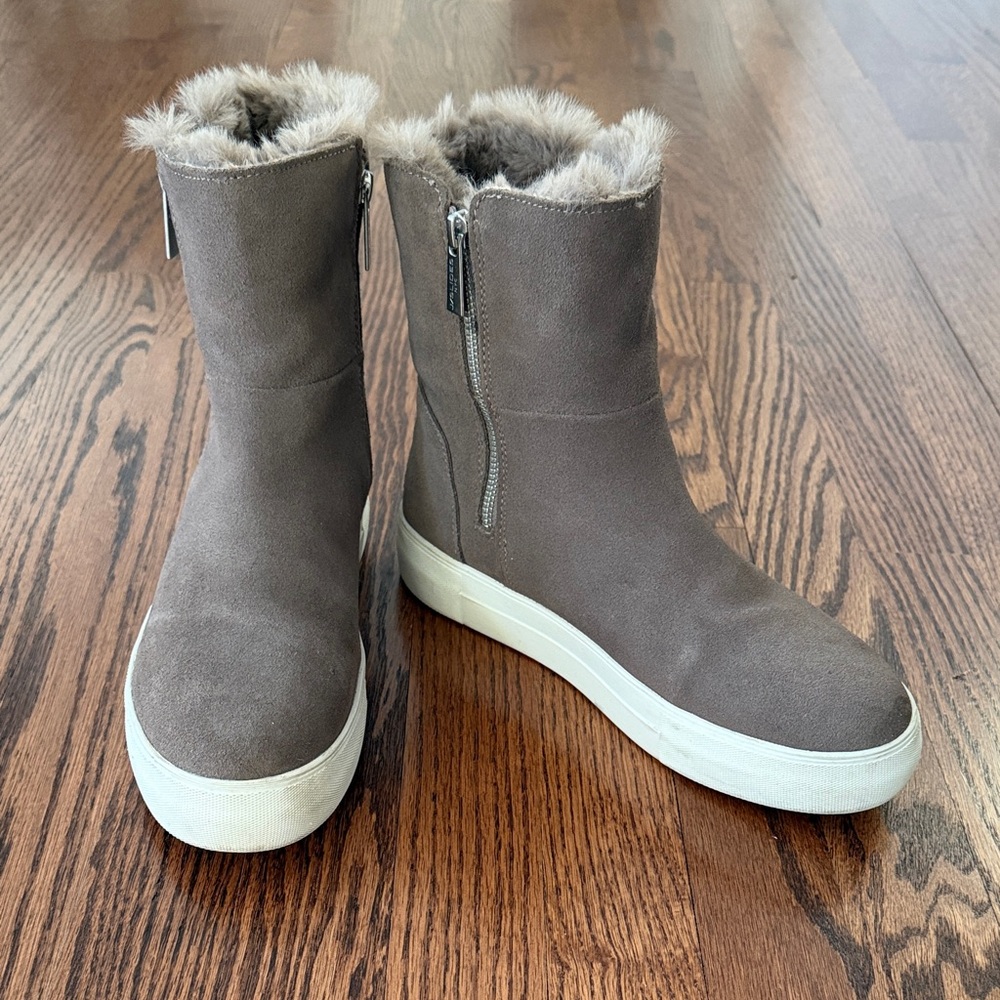 Women’s Taupe Fur-Lined Sneaker Boots